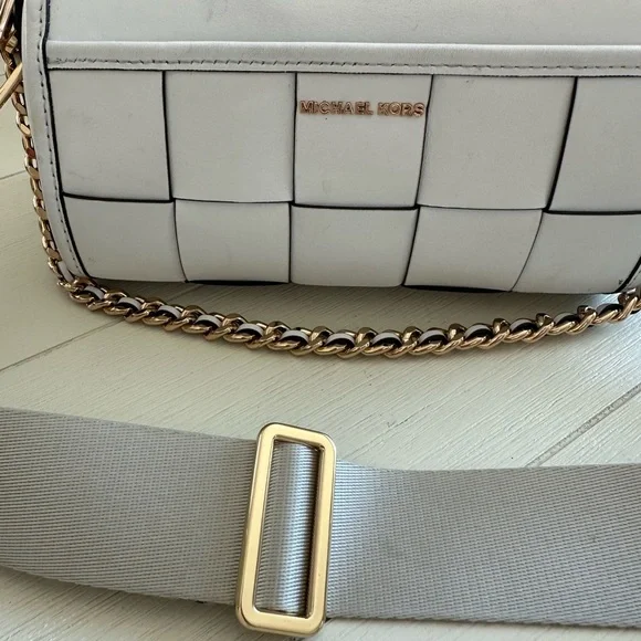Michael Kors Jet set leather woven crossbody bag white gold - Picture 12 of 13